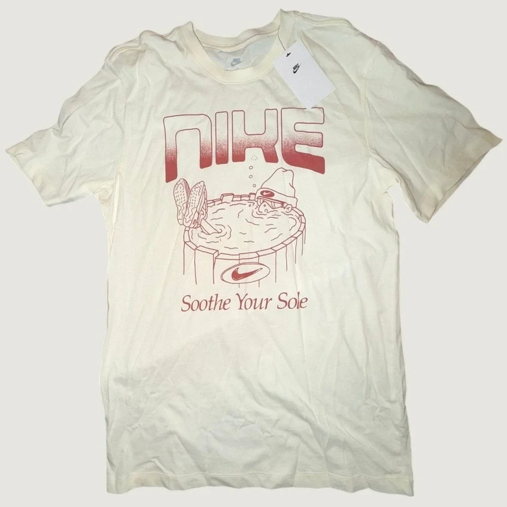 Nike Mens Soothe Your Sole Graphic T-Shirt Sail Cream HQ9264-110 Small NWT